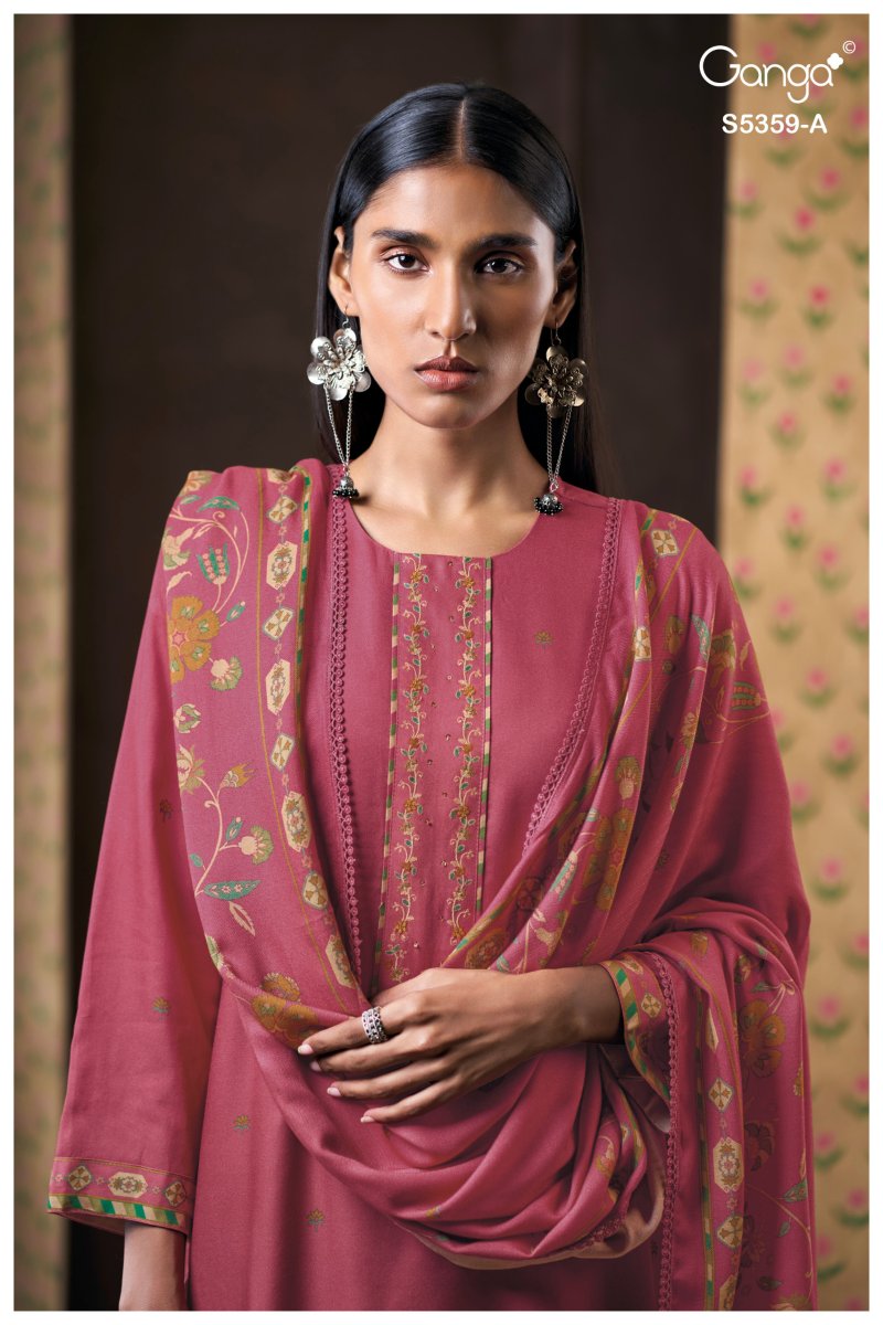 Prishta 5359 By Ganga Wool Pashmina Dress Materials
